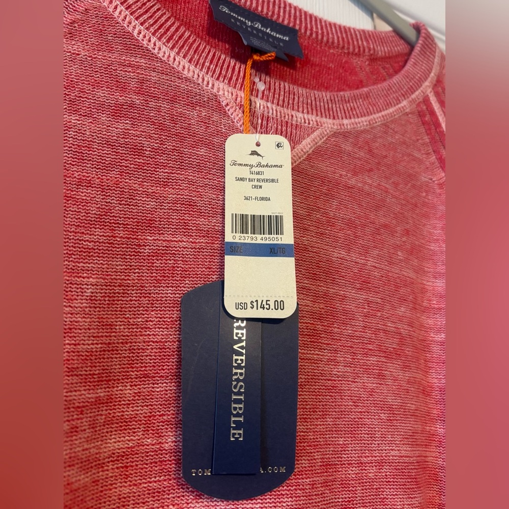 NWT Tommy Bahama Sandy Bay reversible crewneck. Size XL - Picture 5 of 6